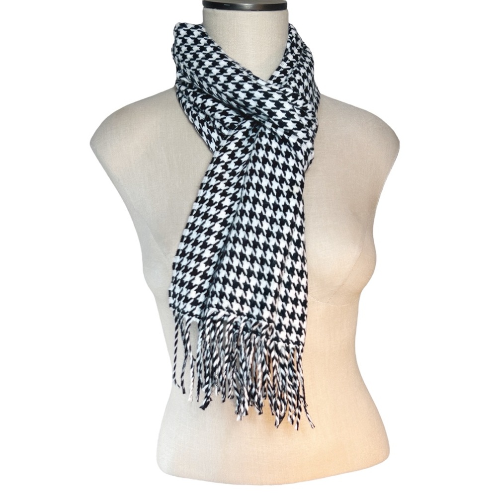 Cashmere Touch 100% Acrylic Houndstooth Fringed Scarf Heritage Print Aca…